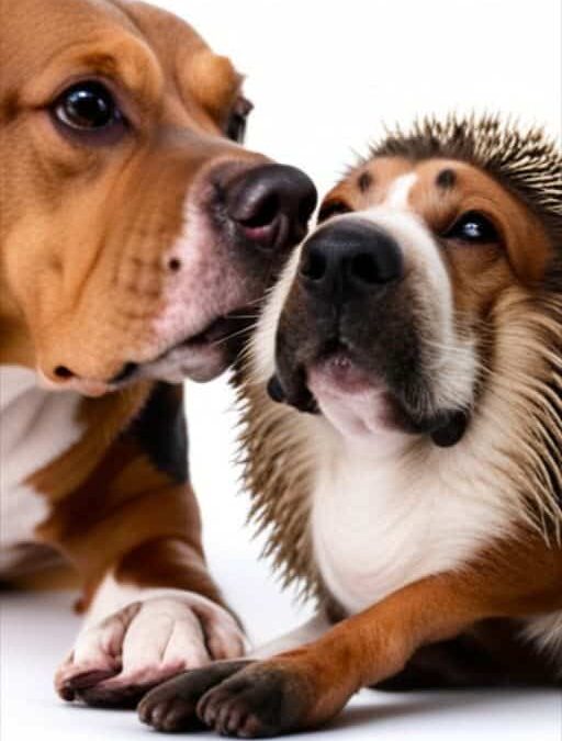 Basset Dame Pauline als Igel verkleidet